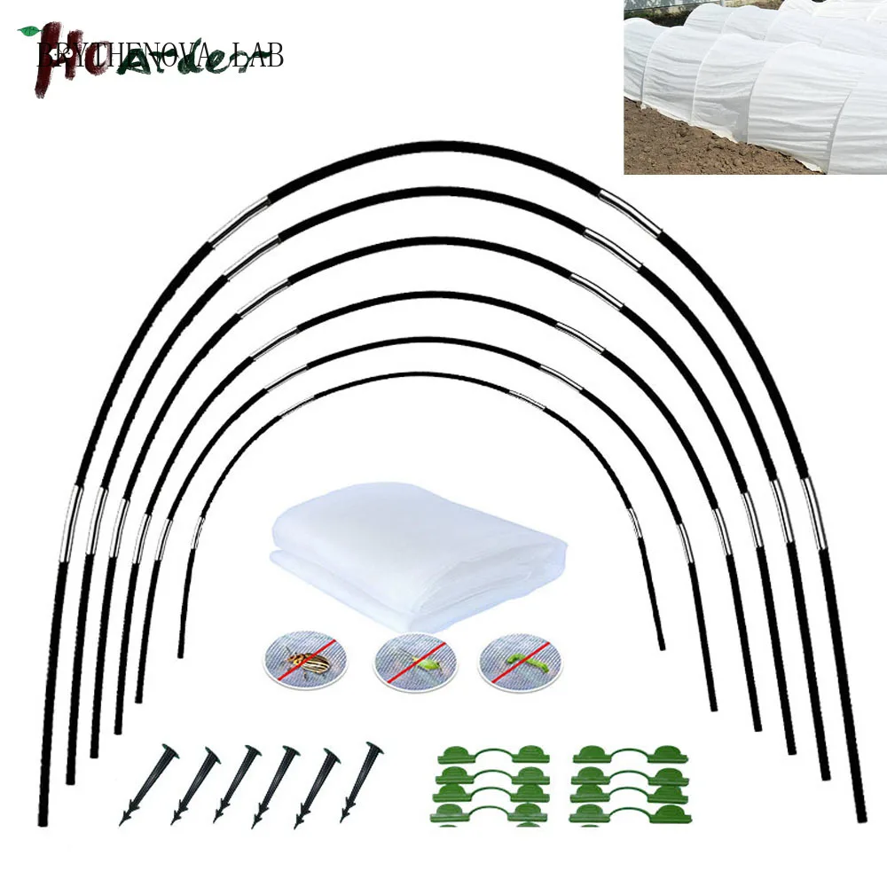 Greenhouse Hoops Set Gardening Folding Fiber Rod Set Arch Bracket Shed Garden Greenhouse Seedling Plant Hoop Grow Tunnel Support