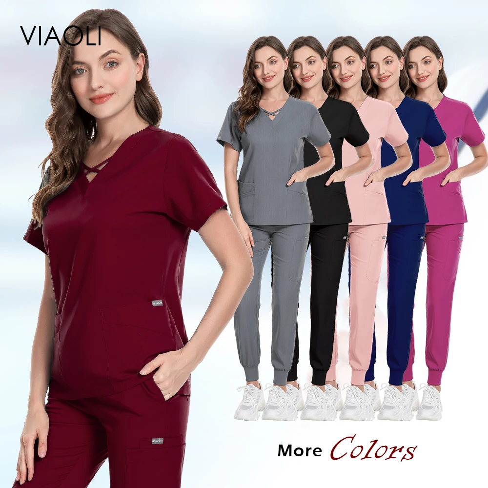 Aesthetic Uniforms Medical Nursing Surgical Uniform Women Pet Grooming Pharmacy Lab Work Wear Top Pants Sets Nurse Dental Scrubs