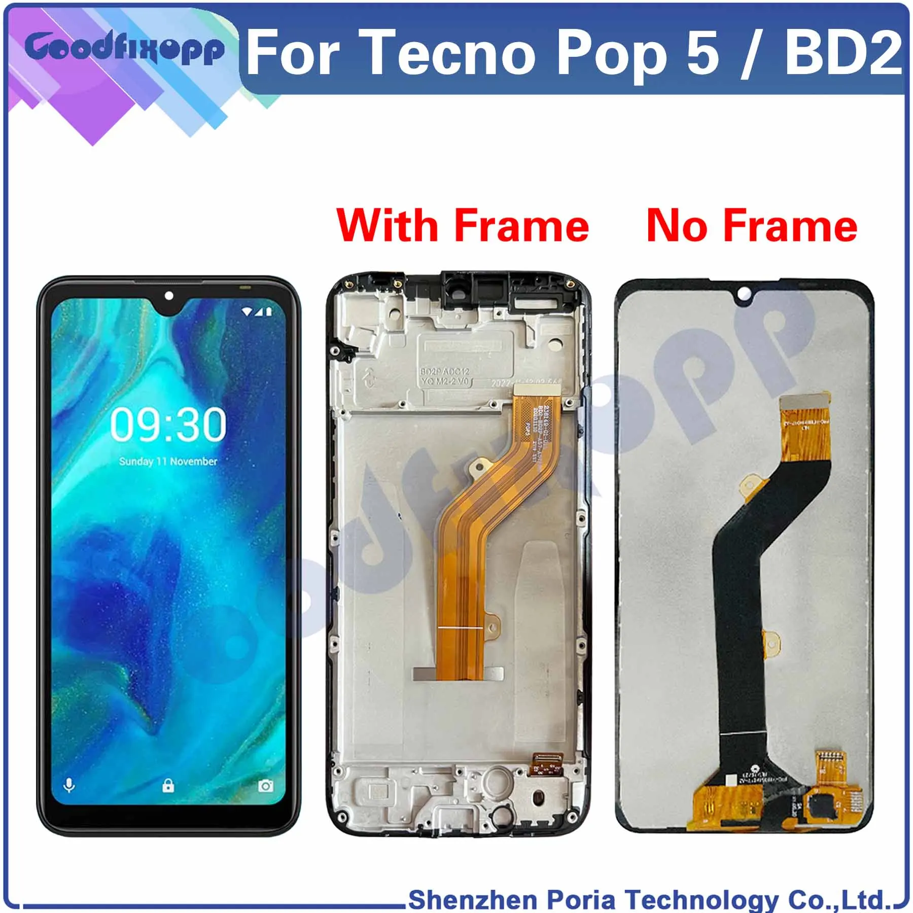 

100% протестированный для Tecno Pop 5 BD2 Pop5 ЖК-дисплей кодирующий преобразователь сенсорного экрана в сборе запасные части для замены