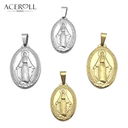 ACEROLL Stainless Steel Catholic Pendant of Miraculous Medal For Christian Virgin Mary