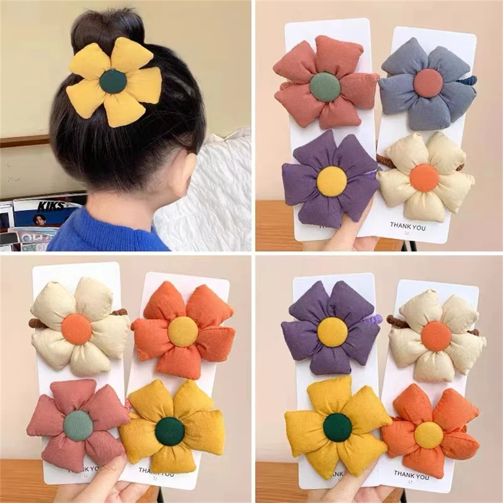 Rubber Bands For Girls Lovely Cartoon Flowers Butterfly Elastic Hair Bands Head Rope Ponytail Holder Children's Hair Accessories