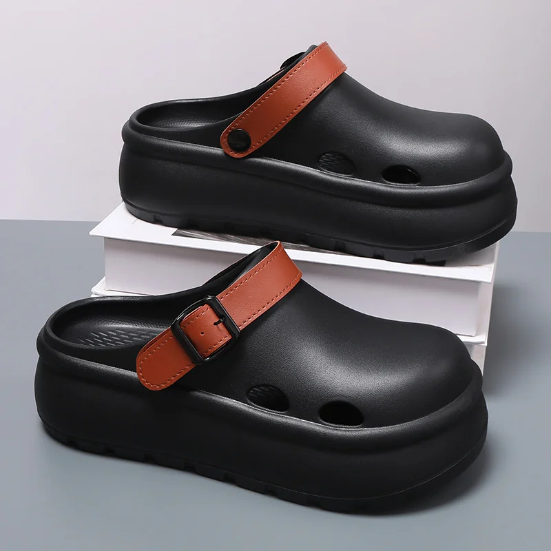 Men EVA Chef Clogs Lightweight Height Increasing Platform Shoes Adjustable Buckle Slip On Non Slip Kitchen Work Shoes