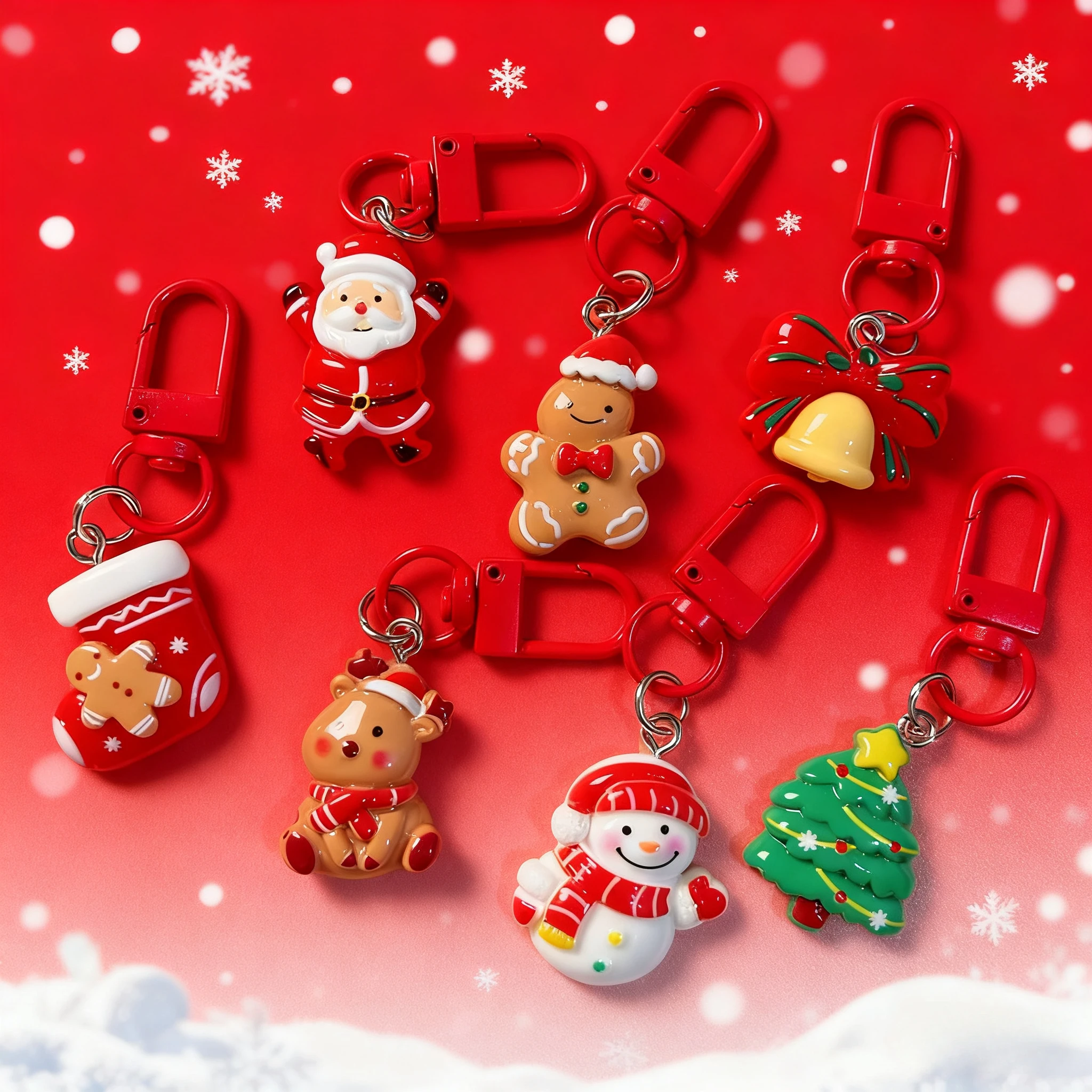 10-30Pcs Cute Cartoons Father Christmas Gifts Keychain Ornament Purse Bag Christmas Accessories for Christmas Party Gift