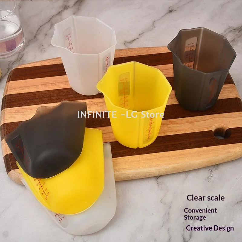 250ml Silicone Measuring Cup With Scale Transparent Measuring Cup Heat Resistant Soft Measuring Cup Baking Tool