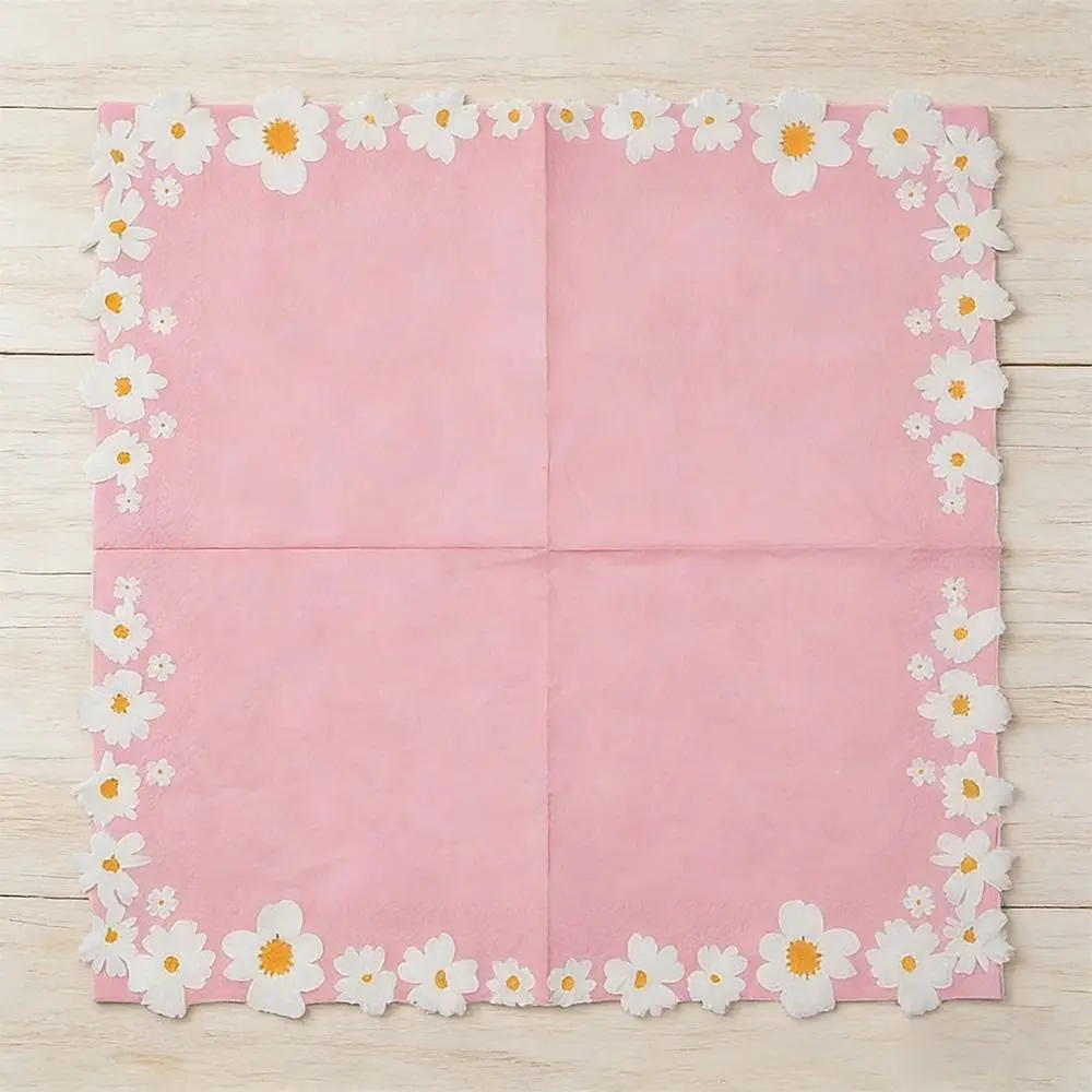 20Pcs/Lot Disposable Daisy Flower Napkins Thickened Flower Print Decorative Paper Towel 33x33cm Paper Placemats Party Decoration