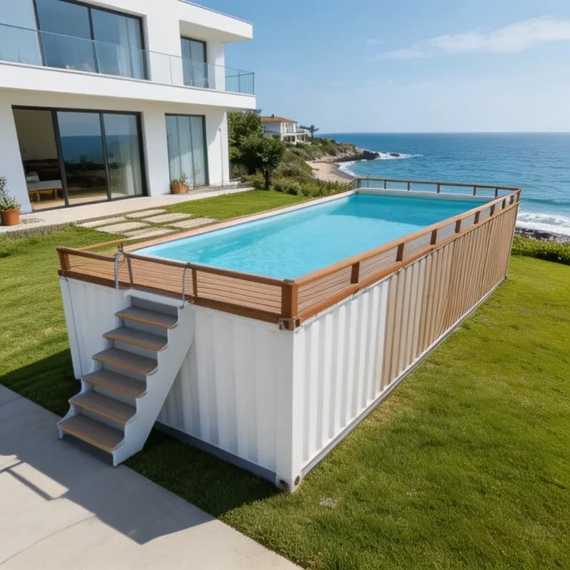 Steel Container Pool Swimming Pool Customized Design Color with Stair Inlet Outlet Backyard Courtyard Leisure