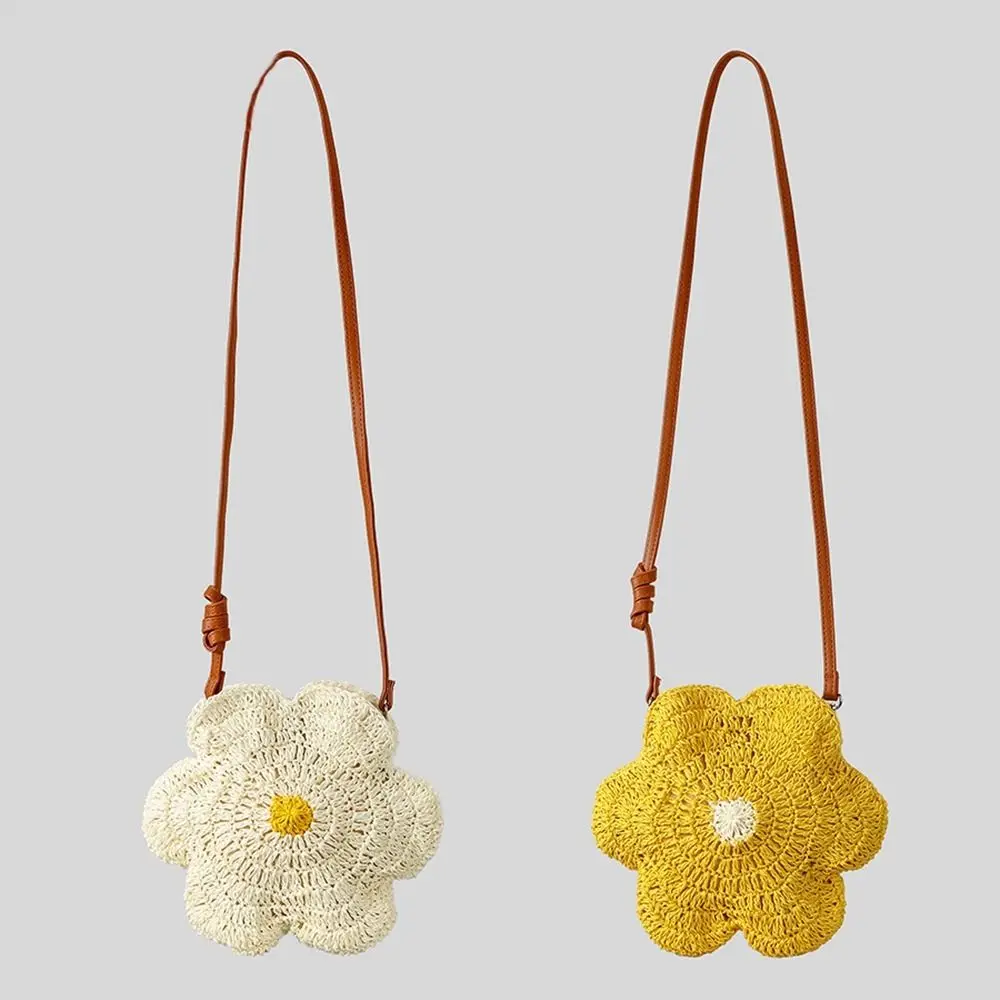 

Hollow Out Weave Straw Bag Flower Beach Handbag Hollow Tote Bag Bohemian Style Large Capacity Raffia Shoulder Bag Streetwear