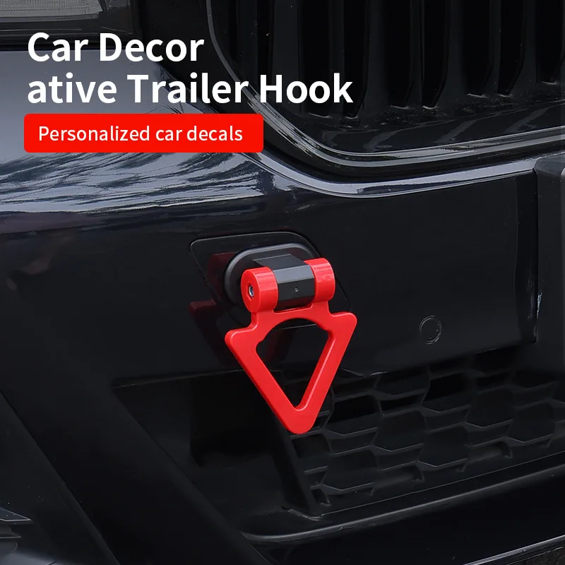 Universal Car Simulated Racing Tow Hook Decorative Triangle Sticker Front Rear Bumper Fake Trailer Loop Exterior Accessories