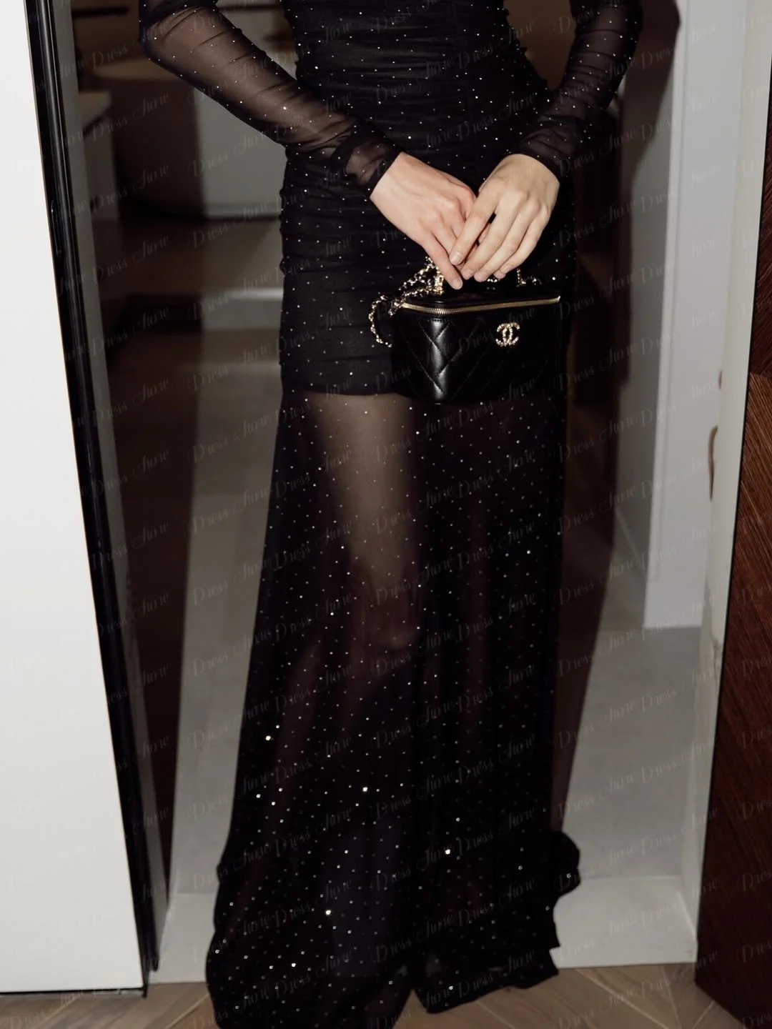 Ranmo 2026 vestido de noche plisado con cuello cuadrado personalizado, vestido de fiesta con lentejuelas de sirena de manga larga, vestido de graduación