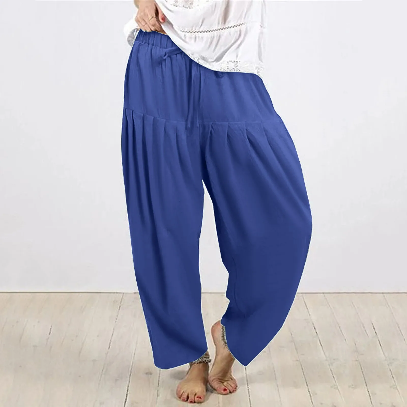 

2024 Pants For Woman Relaxed Fit Baggy Pants High Waist Zipper Slim Drawstring Waist With Pockets Loose Plus Size Womans Summer