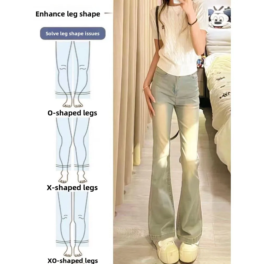 

High Waist Slimming Skinny Jeans Women's High Waist Bell Bot Denim Jeans Waed American Sle plus Size Elastic Casual Pants