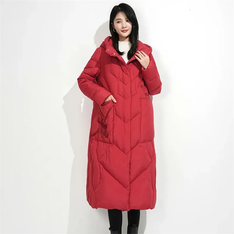 Feminino longo sobre o joelho thiened para baixo algodão jaet pão sle solto ajuste inverno nova sle versão coreana casaco outerwear