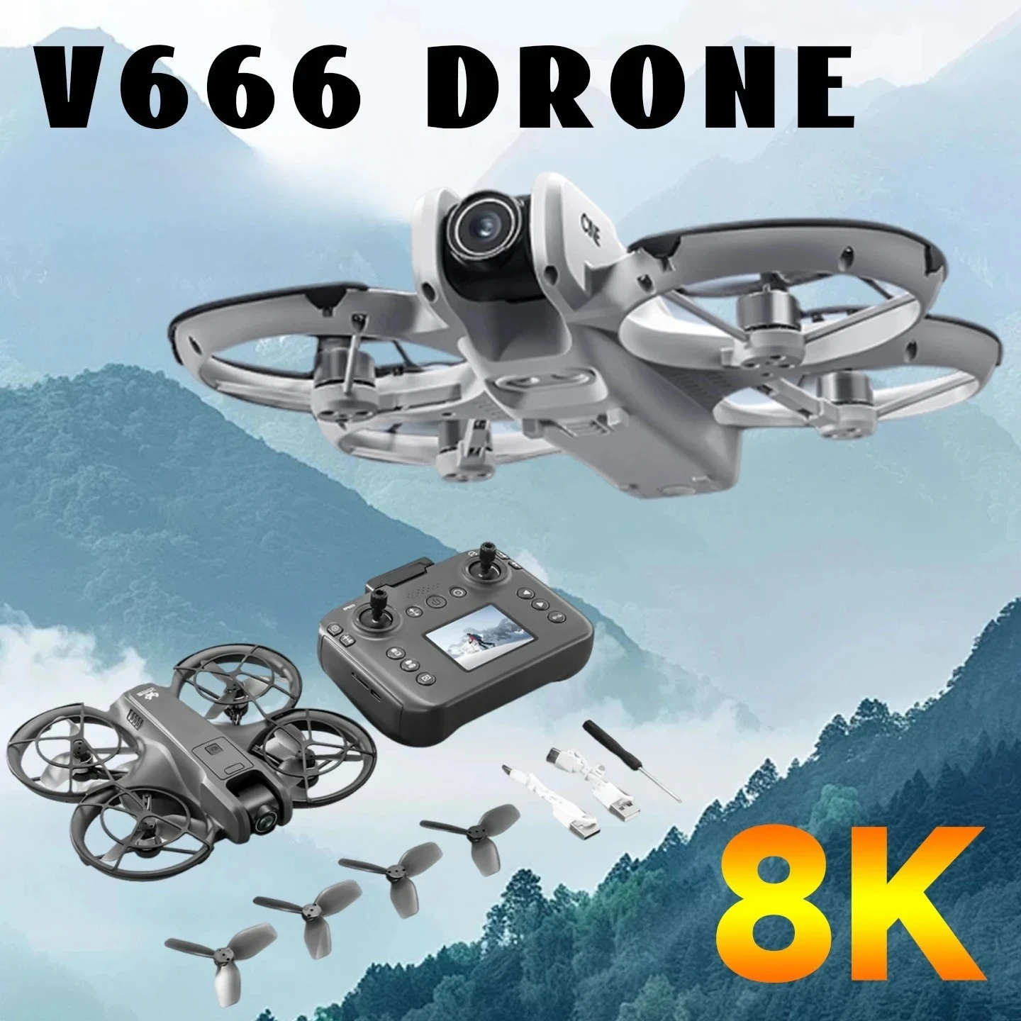 오리지널 V666 드론 GPS 8k 프로페셔널 듀얼 카메라 5G WiFi 브러시리스 모터 지능형 장애물 회피 브러시리스 쿼드콥터