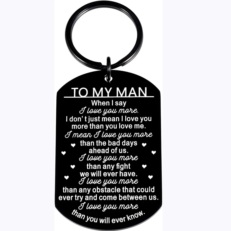 To My Man Keychain Gift for Him Husband Boyfriend One Year Anniversary Valentine Day Engagement Wedding Gift for Groom Fiance