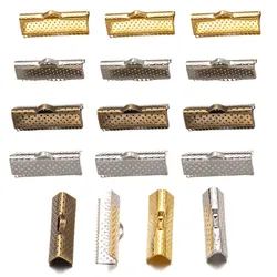50Pcs Crimp Beads Cove Clasps Cord End Caps String Ribbon Leather Clip Foldover Fastener Connectors DIY Jewelry Supplies Finding