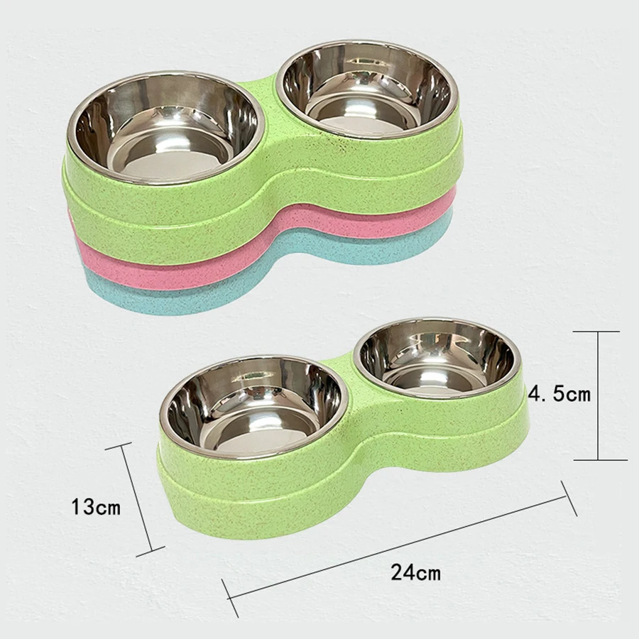 Pet Environmental Protection Wheat Straw Double Bowl Dog Hanging Cage Double Bowl Pet Supplies