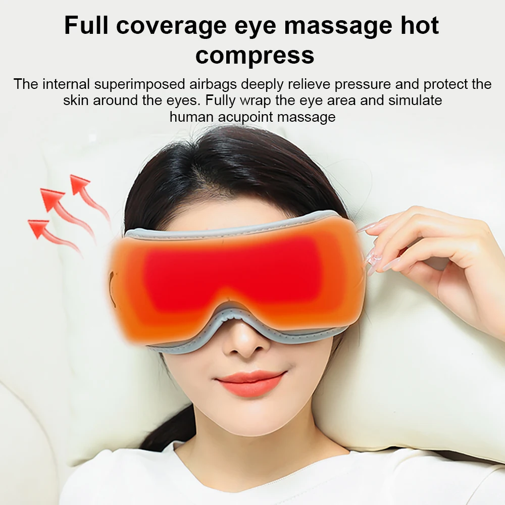 6D Eye Massager Airbag Hot Compress Bluetooth Music Eye Care Mask Relax Fatigue Travel Rest Vibration Heating Smart Eye Massage