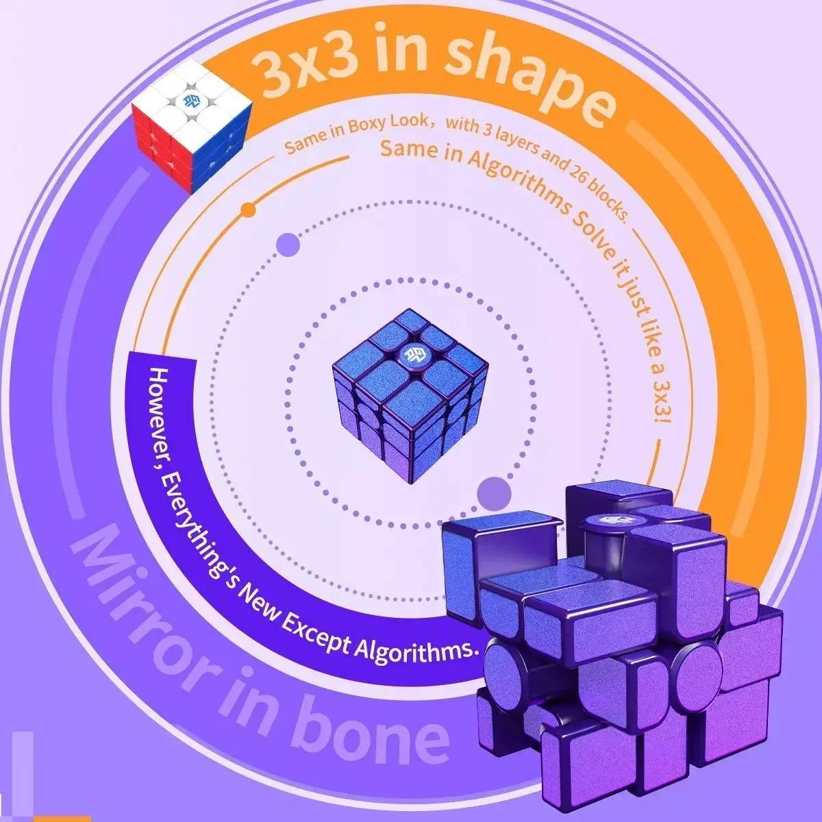 [Picube] GAN مرآة 3x3 مكعب مكعبات مغناطيسية 3X3x3 لعبة ألغاز احترافية ألعاب ضد الإجهاد مطلية بالصب هدايا للأطفال Gancube