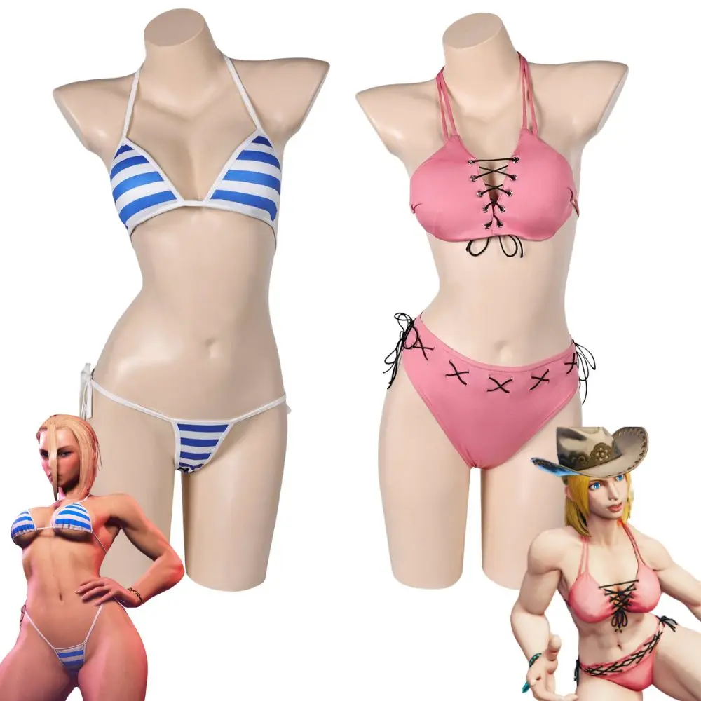 Street Cosplay Fighter Cammy Lucia Cosplay Swimsuit Costume Disguise Women Bikinis Set Fantasia Swimwear Halloween Carnival Suit