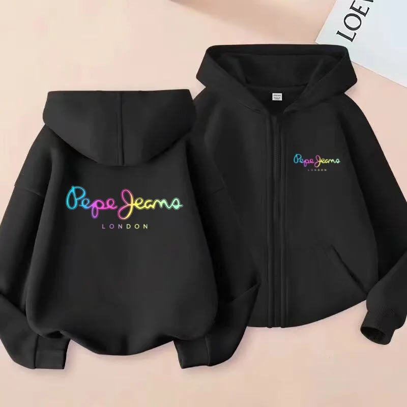 Sporty Zip-up Hooded Sweatshirt Casual Jacket and Warm Top Are Suitable for Boys and Girls Aged3to12They Are Comfortable to Wear