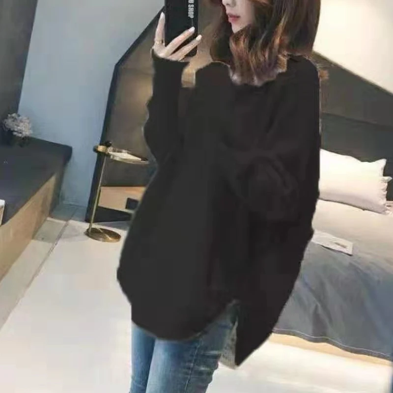 2025 herbst/Winter V-ausschnitt Langarm Pullover frauen Casual Lose Gestrickte Pullover Koreanischen Stil Elegante Einfarbig Strickwaren