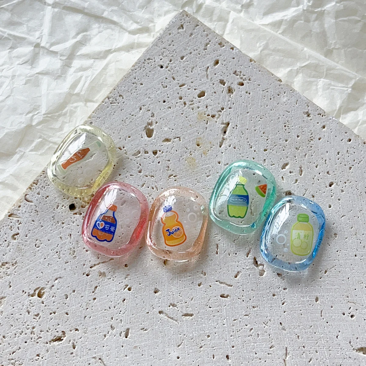 Botella de bebida de Soda en relieve, pegatina para manicura, decoración de bebidas de verano de dibujos animados bonitos, pegatina artística para uñas