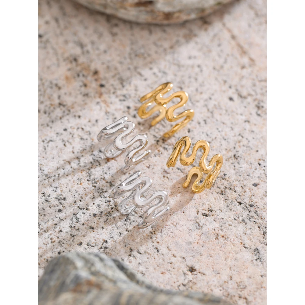 Yhpup Hot Style Stainless Steel Irregular Adjustable Ear Bone Clip Earrings Arrivals Popular Charm Jewelry Wholesale