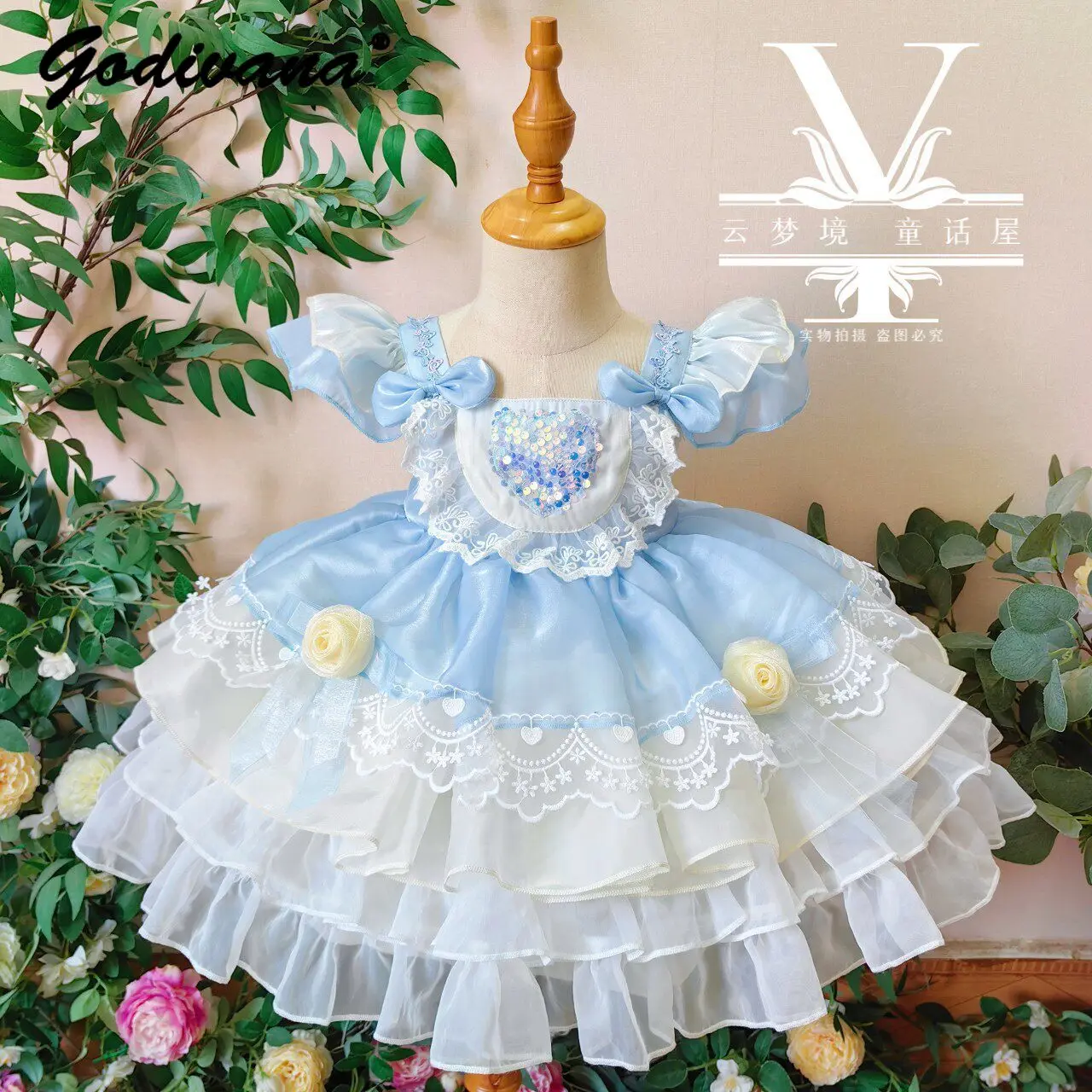 

Baby Girls Suspender Feifei Sleeve Mesh Lolita Tutu Dress 2026 New Summer Kids Sequin 3D Floral Lace Trim Princess Cake Dress