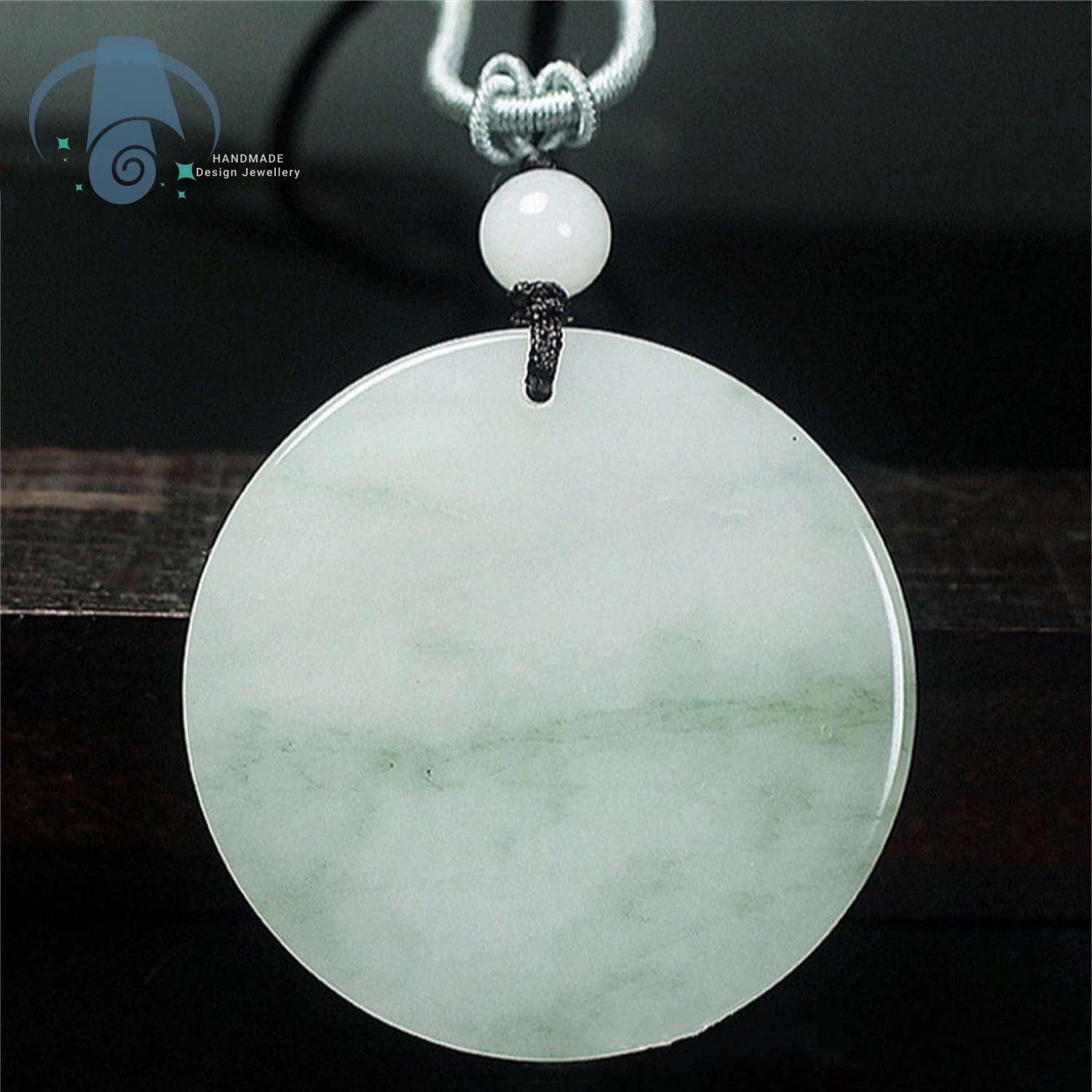 Jade Necklace Pendant Natural Green Stone Peace Symbol Safety Amulet Tian Shan Cui For Blessing Protection Gift For Her Him Dail