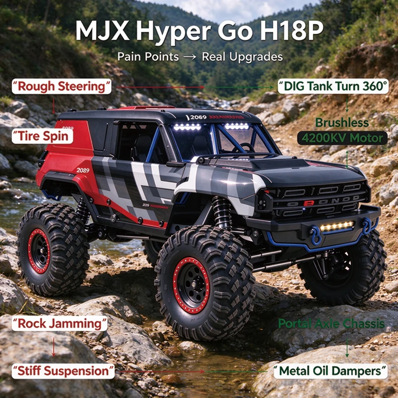 New MJX H18P Full Scale 1:18 Sensory Brushless Motor Electric Adjustable Remote Control Car RC Off Road Model Toy