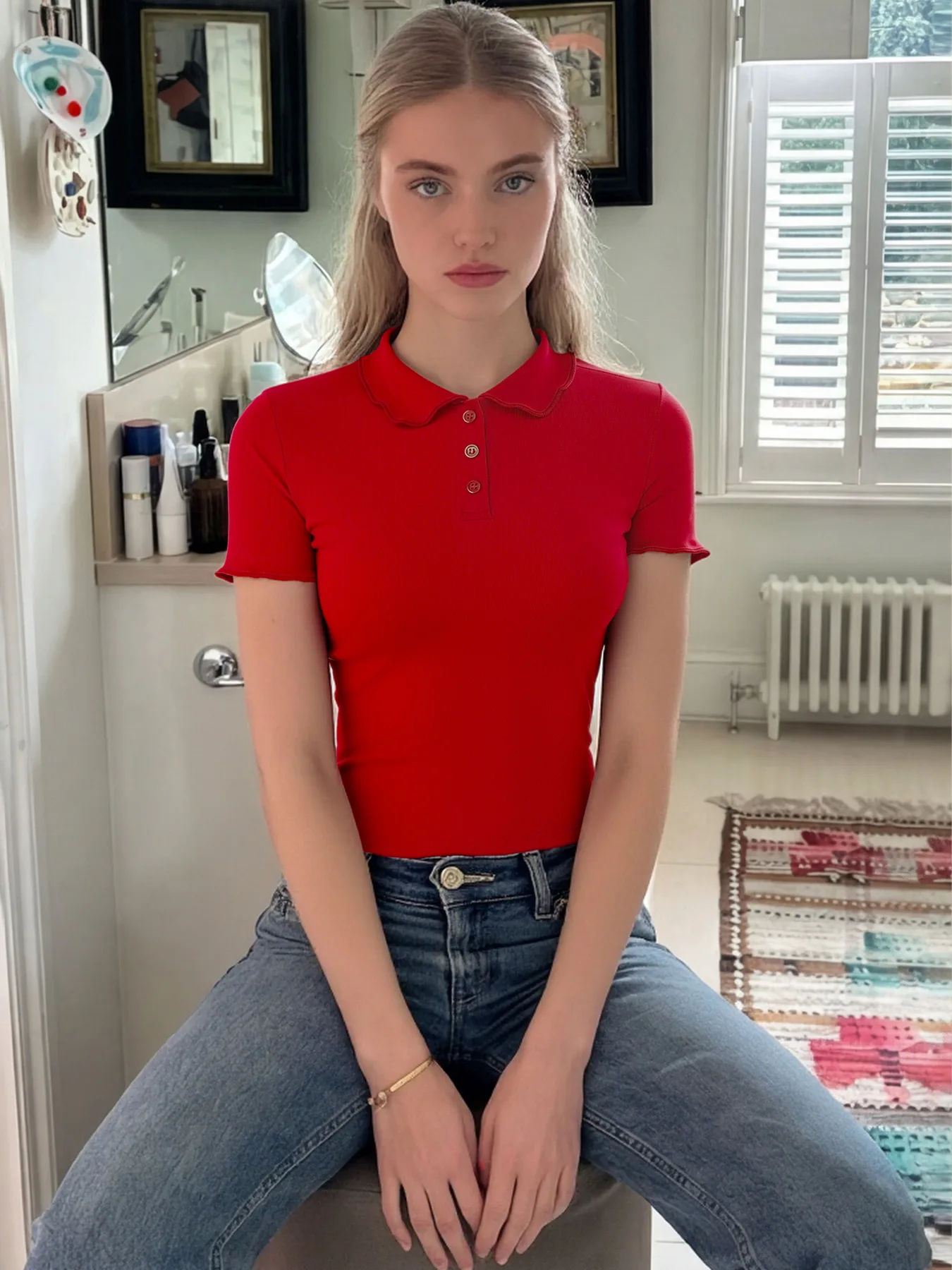 Gtpdpllt New Solid Polo Shirts Womens Commuting Basics T-Shirts Comfy Button Shirt Solid Sport Tops Office Daily Womans Clothes