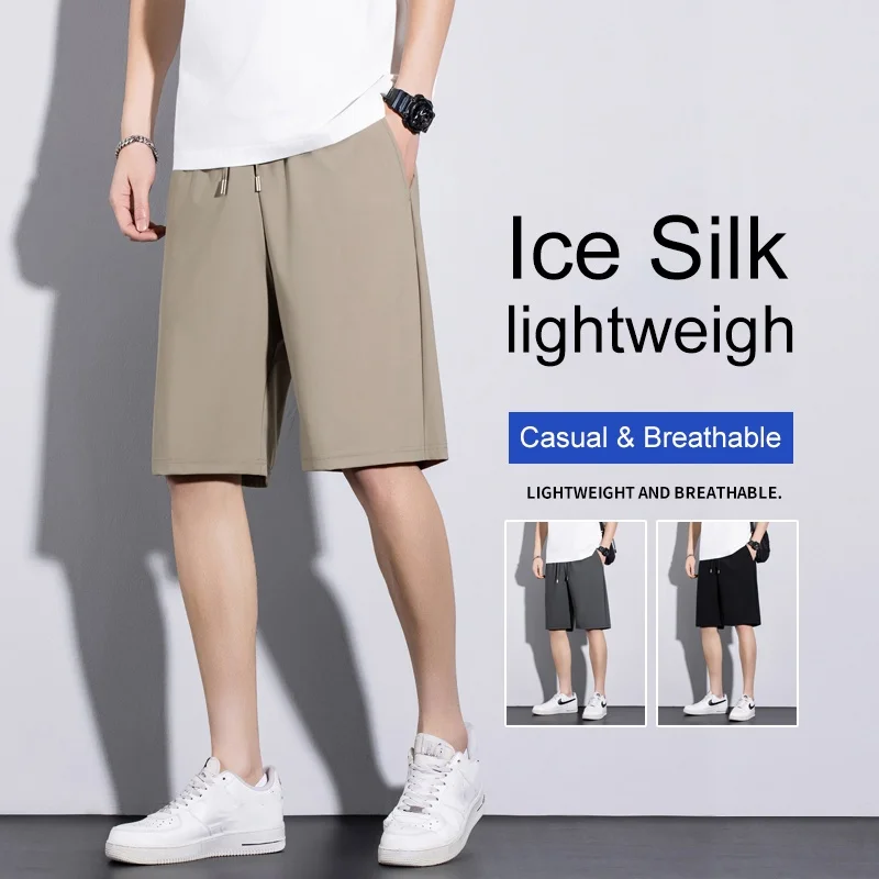 

Summer Men's Casual Shorts Loose Sport Five Quarter Pants Comfortable Breathable Shorts Elastic Waist Beach Short Pants New
