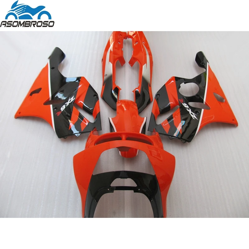 Customize Painting Bodyworks for Kawasaki Ninja ZX6R fairing kit 1994-1997 orange black fairing set zx6r 94 95 96 97 HJ25