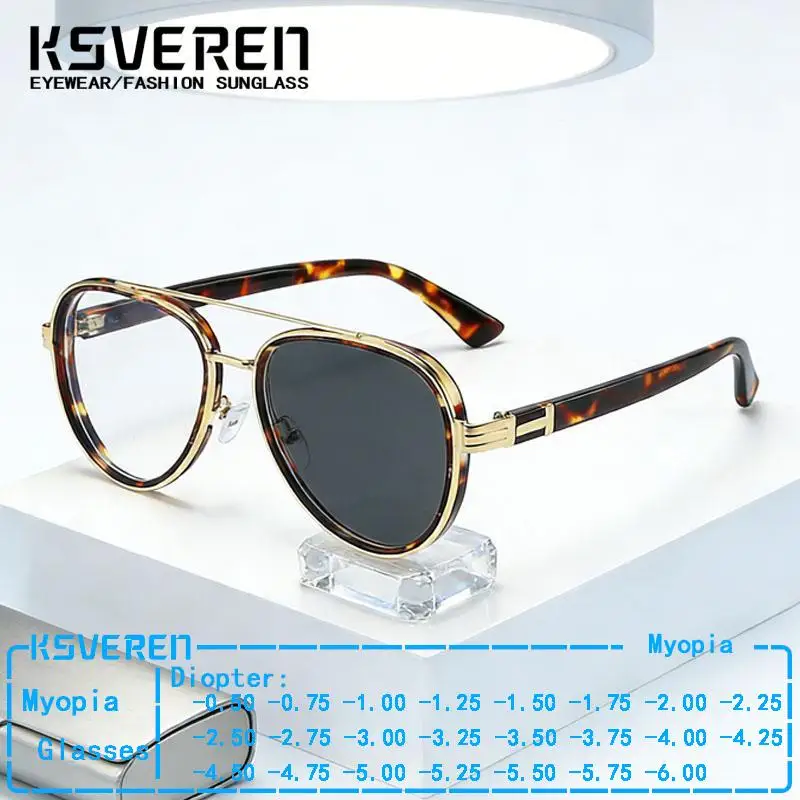 

Фотохромные очки для близорукости Pilot для мужчин и женщин, дизайнерские прозрачные оптические очки по рецепту, уличные обесцвеченные очки для близорукости