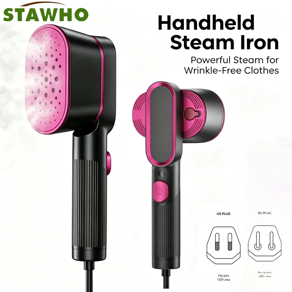 1Set Steamer for Clothes, 110-240V Travel Iron 2 in 1,1000W Powerful Steam, Portable Handheld Garment Wrinkle Remover, Fast Heat