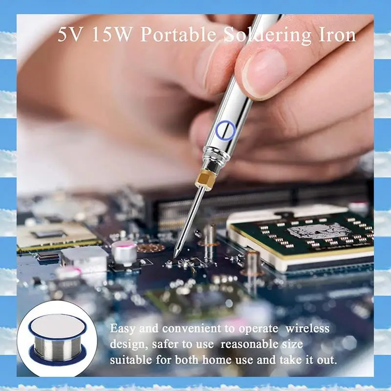 

A11I 4X 5V 15W USB Cordless Soldering Iron Kit 1100Mah Wireless Rechargeable Battery Powered, Charging Welding Repair Tool