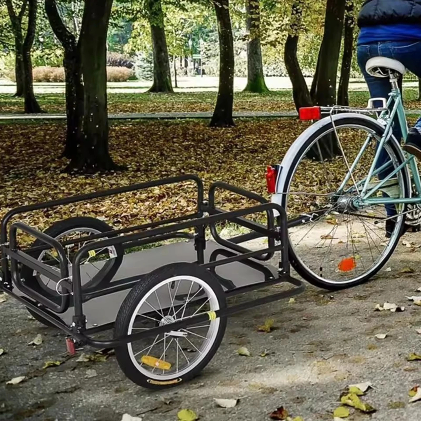 Foldable Cargo Bicycle Cargo Trailer Outdoor Cycling Rear Trailer Body Carriage Towing Tool for Outdoor Garden Carrying Luggage