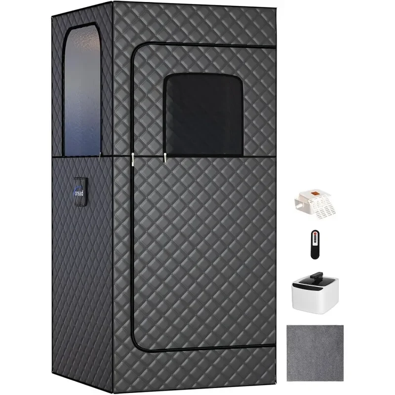 Caja de sauna de vapor portátil para el hogar, tienda de campaña de sauna personal con vaporizador de 2,6 L y 1000 W, control remoto, 9 niveles de vapor ajustables