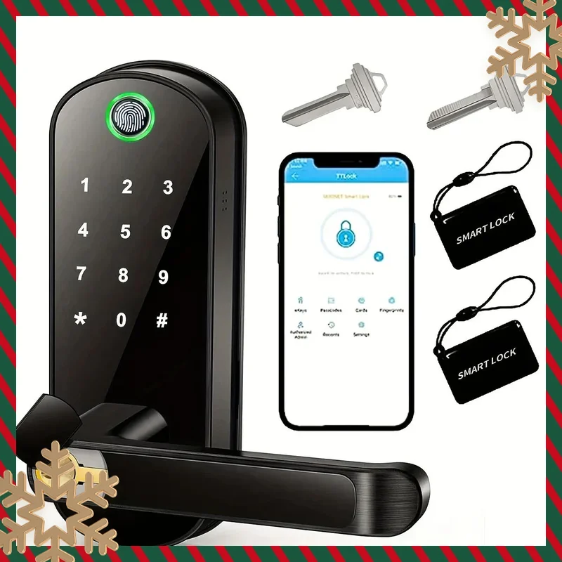 Smart Fingerprint Door Lock App Remote Control Keyless WIFI Digital Touchscreen Lock NFC IP67 Waterproof with 2 IC Cards