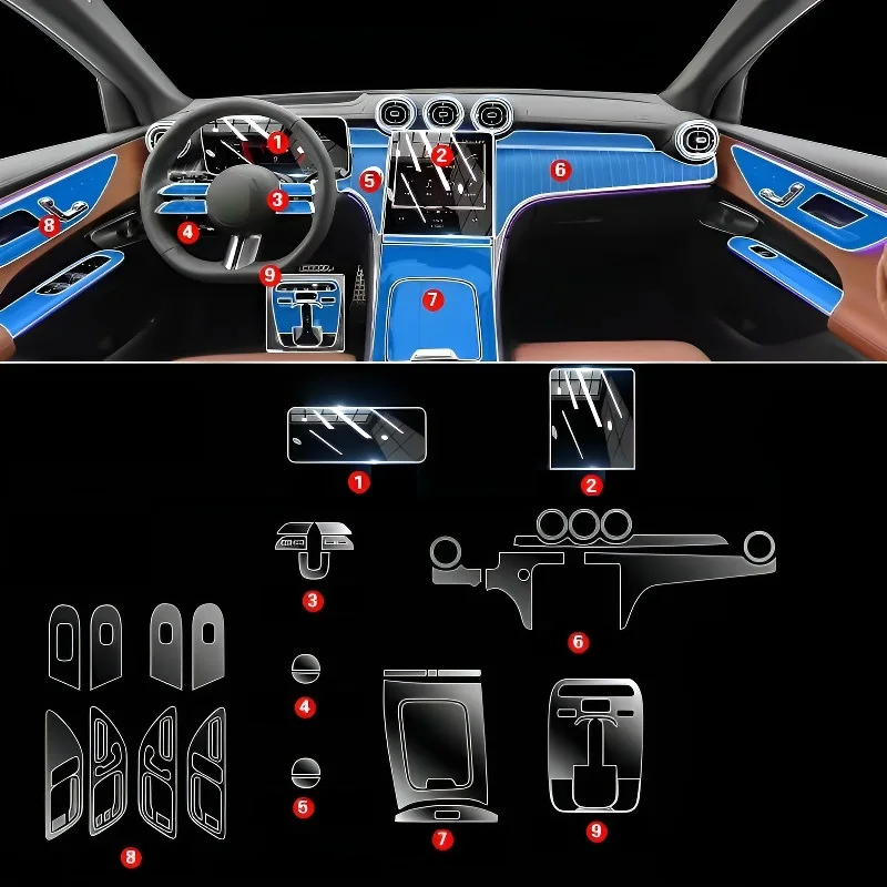 

Для Mercedes-Benz GLC 24-26 моделей: Защитная прозрачная пленка от царапин для мультимедийной GPS-консоли приборной панели (модификация)