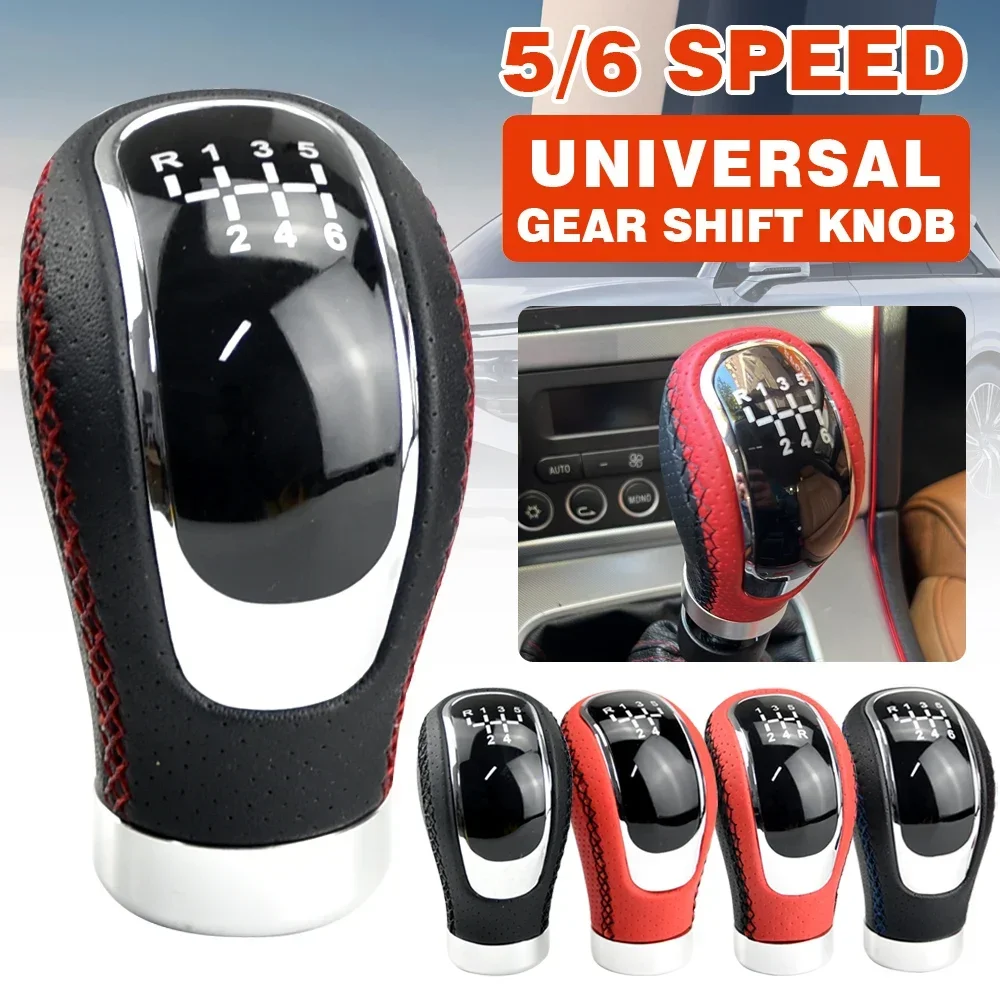 

Universal 5/6 Speed Gear Shift Knob Shifter Lever Handle Stick PU Leather Auto Accessories For All Manual Car 5/6 Speed Univers