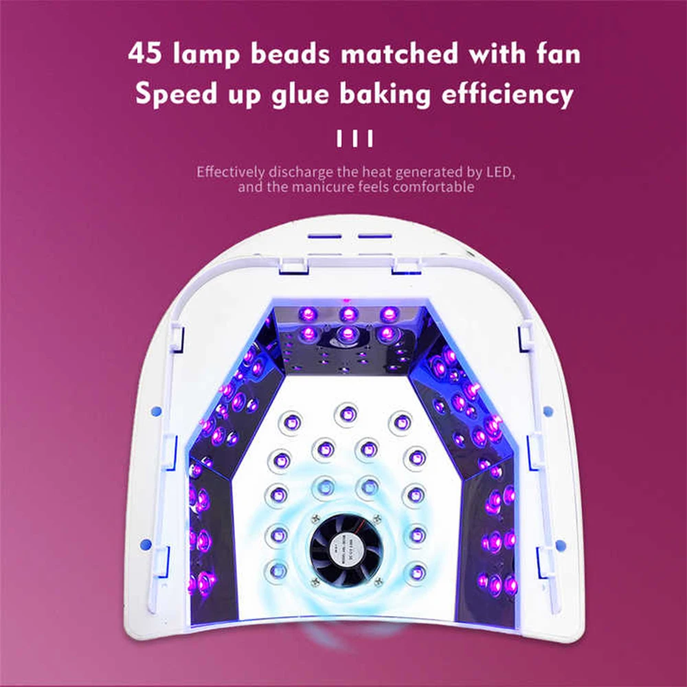 High Power 72W Rechargeable UV Nail Lamp Dryer 45 LEDs Professional Wireless Low Heat Nail Polish Curing Lamp