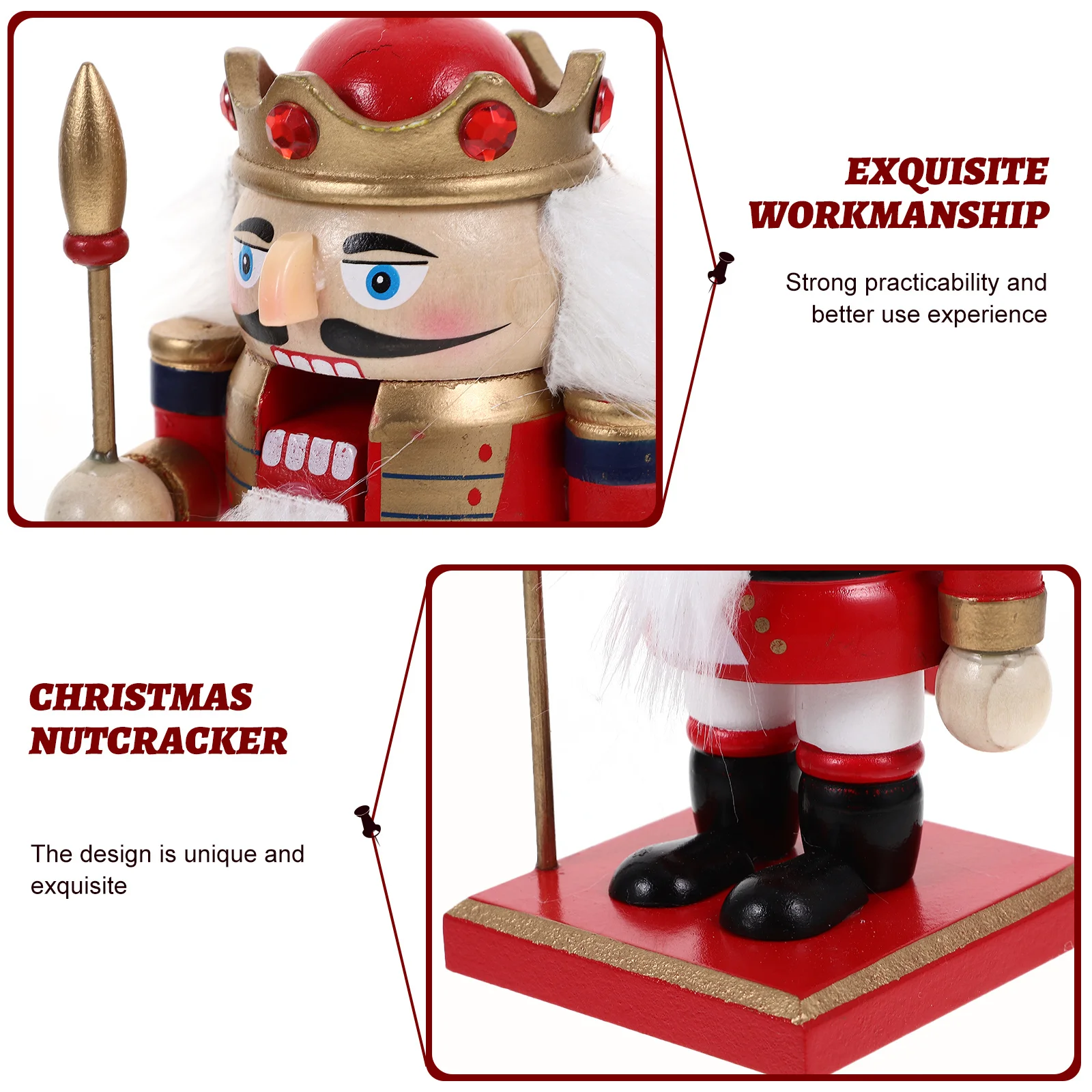 

Christmas Nutcracker Soldier Wooden Ornament Bright Color Xmas Holiday Decoration Xmas Party Table Mantel Display