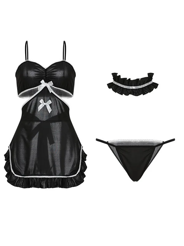 透明な成熟したセクシーな魅力エレガントな優しいファッションローカット誘惑かわいい中空アウト蝶ネクタイアップメイドドレスセクシーなドレス 0ZY8