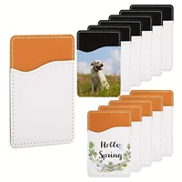 Cartera para teléfono en blanco con sublimación, tarjetero de cuero PU para la parte posterior del teléfono, bolsillo para tarjetas de crédito DIY para funda de teléfono, 5/10 Uds.