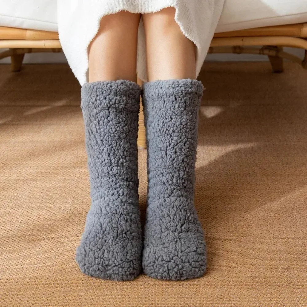 Soft Thick Thermal Socks Anti Slip Fur Thickened Floor Socks Fleece Knitted Fleece Sock Women Indoor