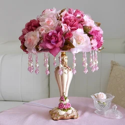 Modern Pink Flower Table Lamps for Bedroom Bedside Desk Lamp Girls Princess Room Night Stand Light Fixtures Living Room Decor