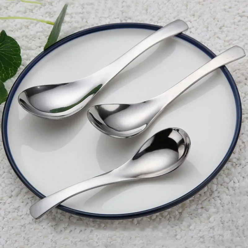 UPORS High Quality Soup Spoon Stainless Steel Dinner Spoons Tea Milk Icecream Large Rice Serving Spoons Kitchen Utensils