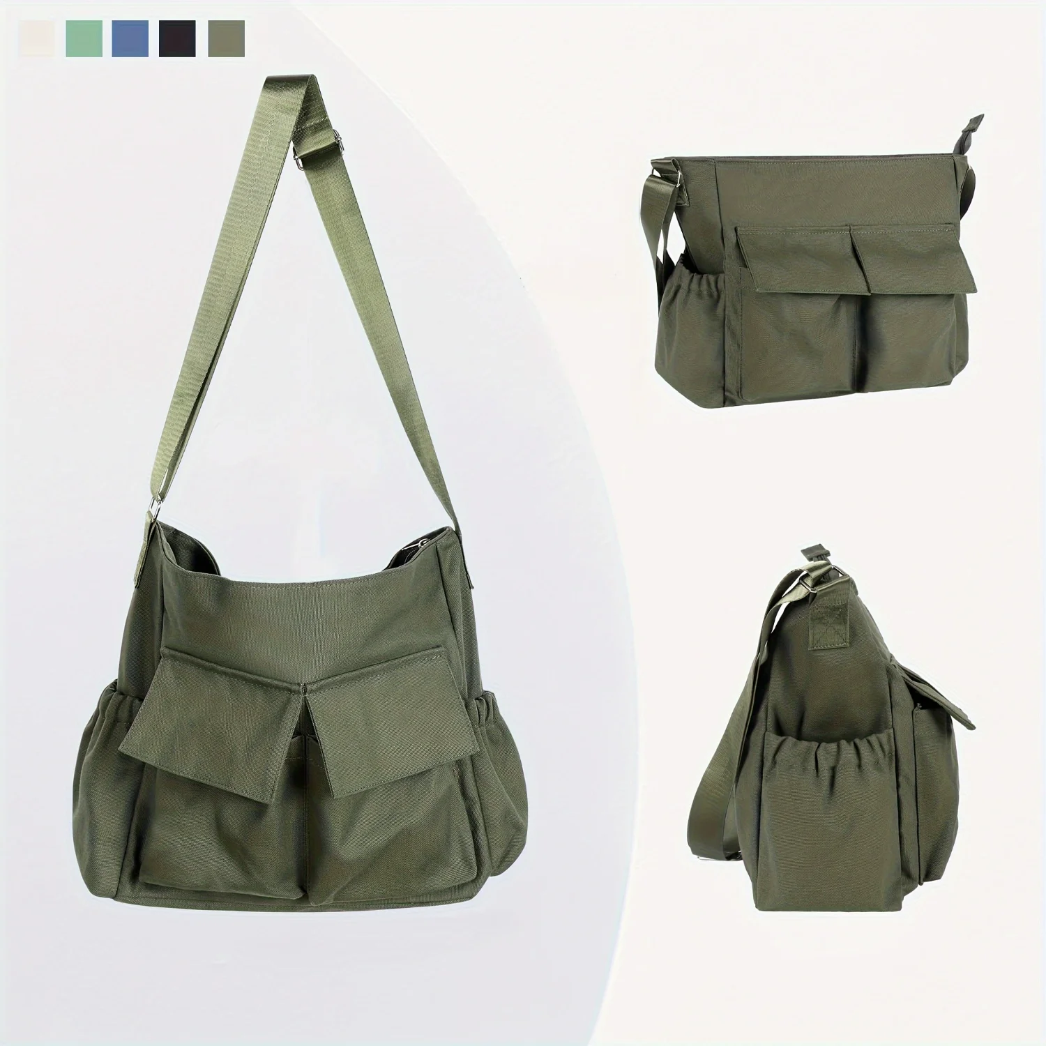 

Casual Minimalist Solid Color Shoulder Bag, Classic All-Match Daily Use Crossbody Bag With Front Pockets