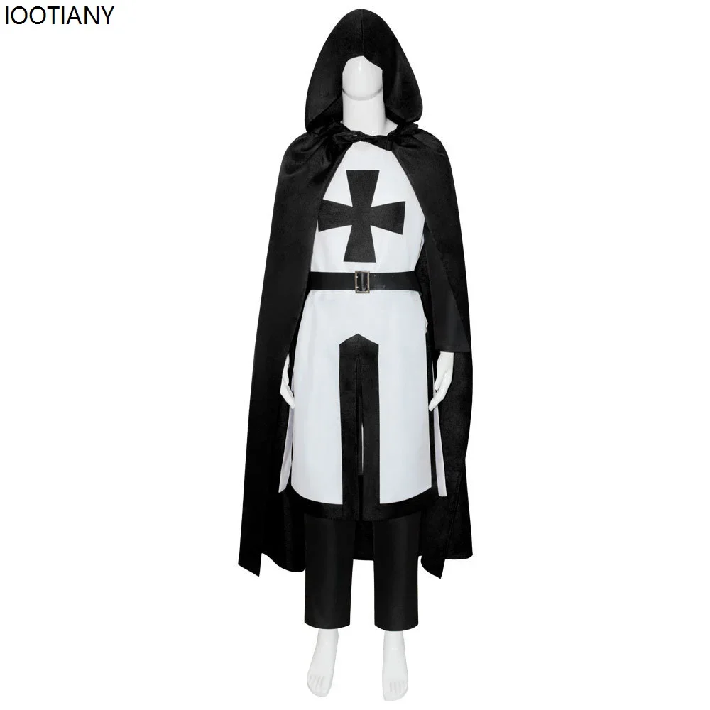 Косплей Хэллоуин для взрослых, карнавальный костюм крестоносцев, средневековый воин, рыцари-тамплиеры, платье, карнавальная вечеринка, мужской халат, топ без рукавов